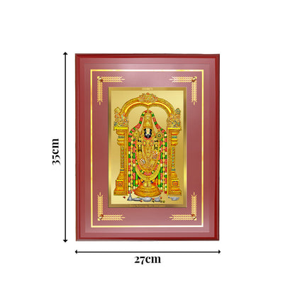 Lord Tirupati Balaji | Sri Venkateswara | Supreme Form of Vishnu from Tirumala Wall Photo Frame in 24K Gold Plated Foil