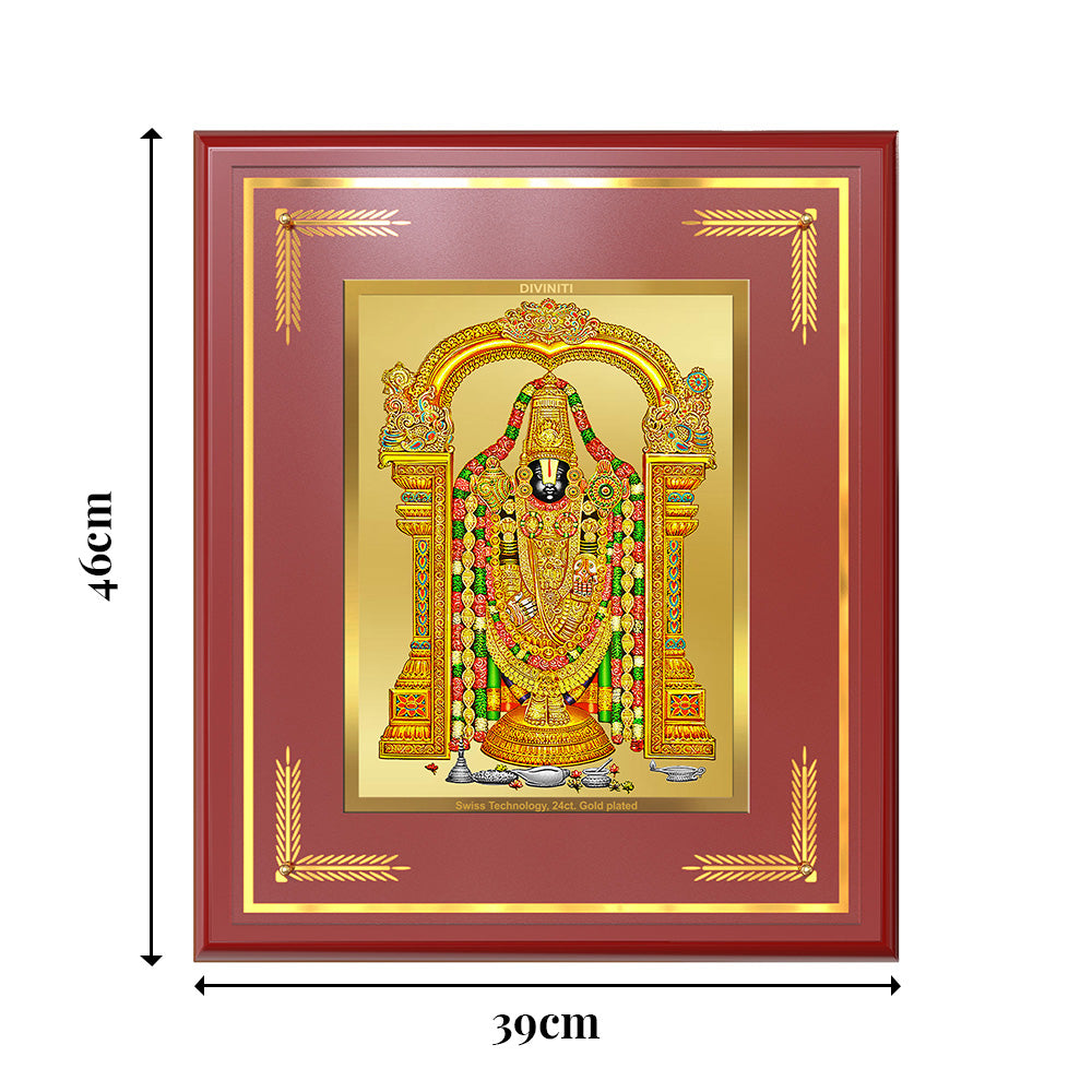 Lord Tirupati Balaji | Sri Venkateswara | Supreme form of Vishnu from Tirumala Wall Mount Photo Frame in 24K Gold Plated Foil
