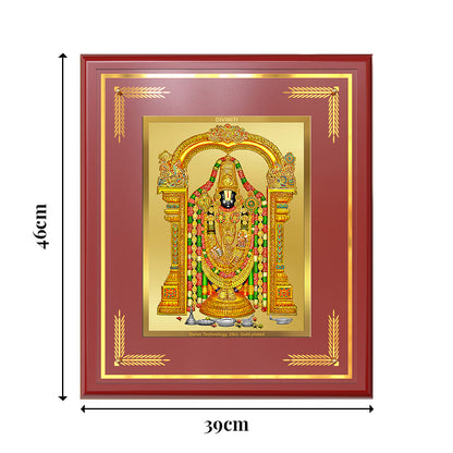 Lord Tirupati Balaji | Sri Venkateswara | Supreme form of Vishnu from Tirumala Wall Mount Photo Frame in 24K Gold Plated Foil