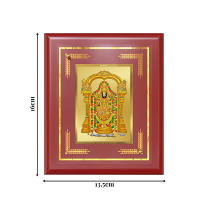 DIVINITI 24K Gold Plated Foil Tirupati Balaji Traditional Wall Photo Frame Idol for Puja Room, Home Decor, Table Top, Luxury Gift|MDF Size 1 (16x13.5 CM)