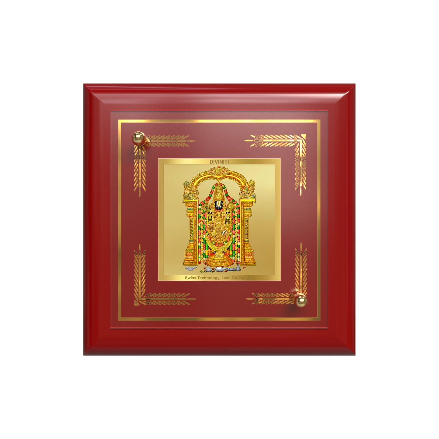 Lord Tirupati Balaji | Sri Venkateswara | Supreme Form of Vishnu from Tirumala Tabletop Frame in 24K Gold Plated Foil