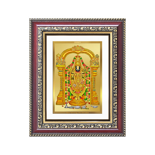 Lord Tirupati Balaji | Sri Venkateswara Wall and Tabletop Photo Frame in 24K Gold Plated Foil