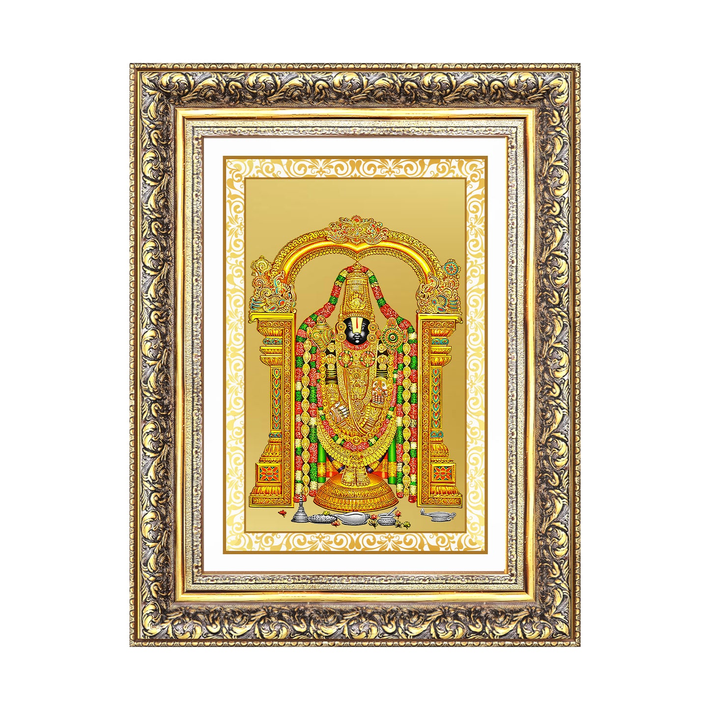 Lord Tirupati Balaji | Sri Venkateswara | Supreme form of Vishnu from Tirumala Wall Mount Photo Frame in 24K Gold Plated Foil