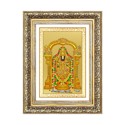 Lord Tirupati Balaji | Sri Venkateswara | Supreme form of Vishnu from Tirumala Wall Mount Photo Frame in 24K Gold Plated Foil