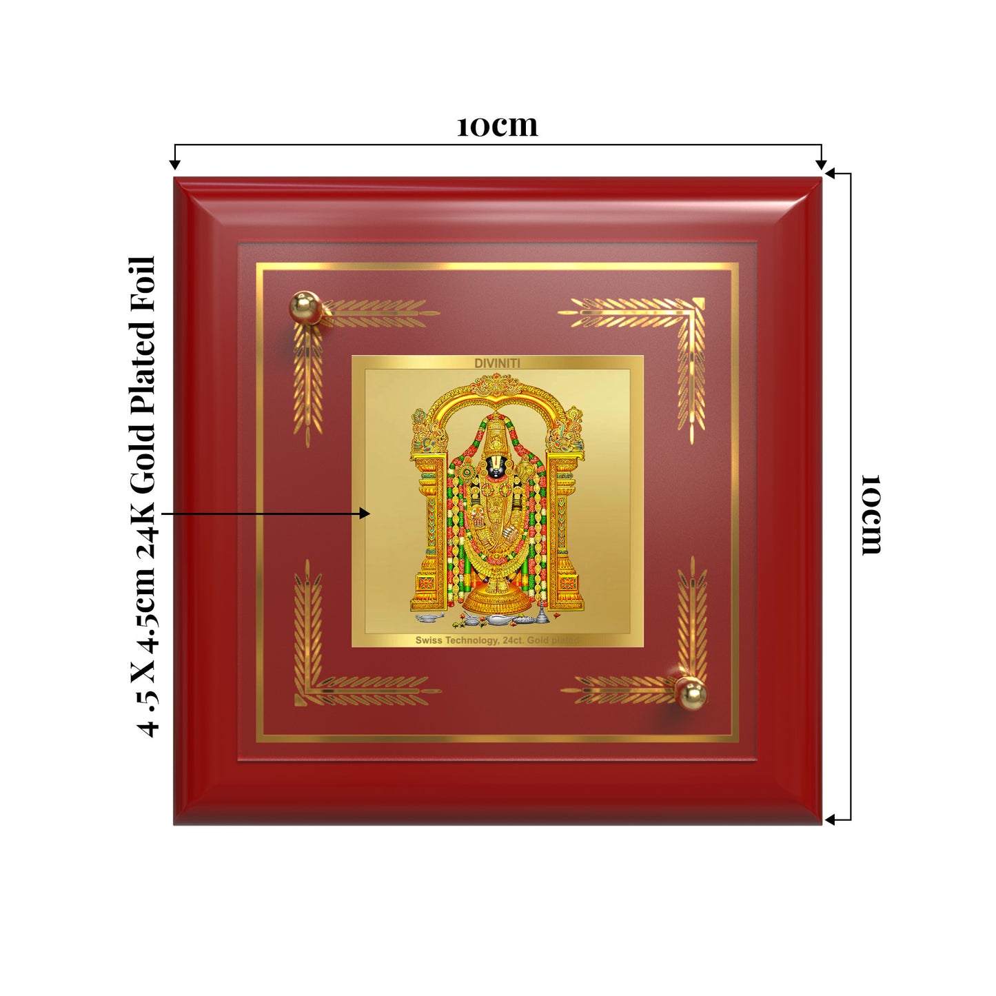 Lord Tirupati Balaji | Sri Venkateswara | Supreme Form of Vishnu from Tirumala Tabletop Frame in 24K Gold Plated Foil