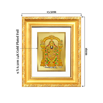Lord Tirupati Balaji | Sri Venkateswara | Supreme Form of Vishnu from Tirumala Wall & Tabletop Frame in 24K Gold Plated Foil