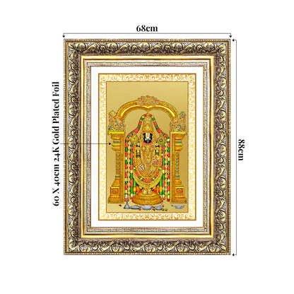 Lord Tirupati Balaji | Sri Venkateswara | Supreme form of Vishnu from Tirumala Wall Mount Photo Frame in 24K Gold Plated Foil