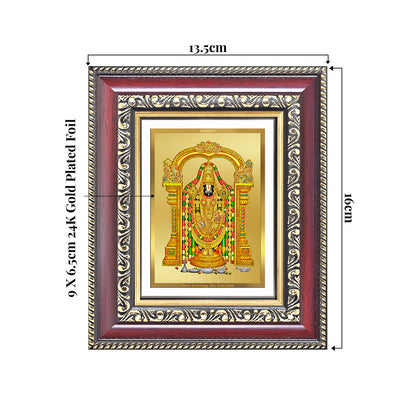 Lord Tirupati Balaji | Sri Venkateswara | Supreme Form of Vishnu from Tirumala Wall & Tabletop Frame in 24K Gold Plated Foil
