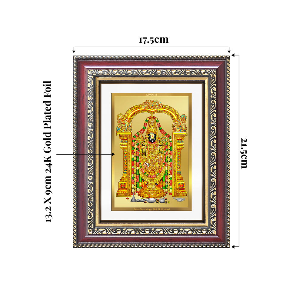 Lord Tirupati Balaji | Sri Venkateswara Wall and Tabletop Photo Frame in 24K Gold Plated Foil