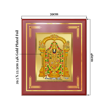 Lord Tirupati Balaji | Sri Venkateswara | Supreme form of Vishnu from Tirumala Wall Mount Photo Frame in 24K Gold Plated Foil