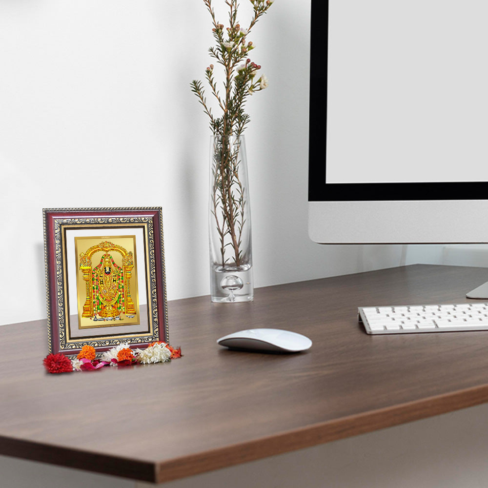 Lord Tirupati Balaji | Sri Venkateswara Wall and Tabletop Photo Frame in 24K Gold Plated Foil