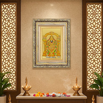 Lord Tirupati Balaji | Sri Venkateswara | Supreme form of Vishnu from Tirumala Wall Mount Photo Frame in 24K Gold Plated Foil