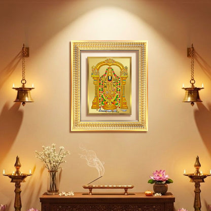 Lord Tirupati Balaji | Sri Venkateswara | Supreme form of Vishnu from Tirumala Wall Mount Photo Frame in 24K Gold Plated Foil