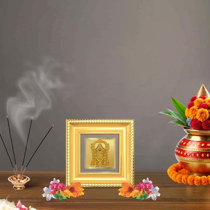 Diviniti Lord Tirupati Balaji (Sri Venkateswara) Tabletop Frame in 24K Gold Plated Foil | Prosperity, Protection & Divine Blessings | DG015S1A (10x10 CM)