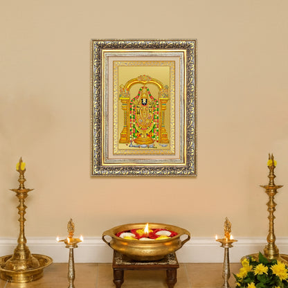 Lord Tirupati Balaji | Sri Venkateswara | Supreme form of Vishnu from Tirumala Wall Mount Photo Frame in 24K Gold Plated Foil