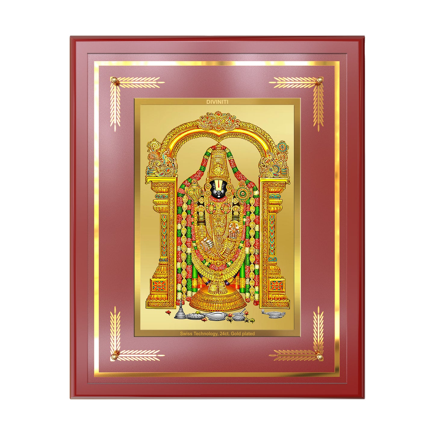 Lord Tirupati Balaji | Sri Venkateswara | Supreme form of Vishnu from Tirumala Wall Mount Photo Frame in 24K Gold Plated Foil