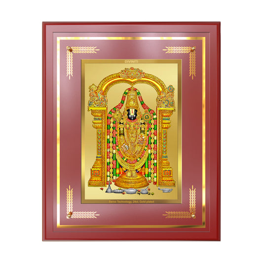 Lord Tirupati Balaji | Sri Venkateswara | Supreme form of Vishnu from Tirumala Wall Mount Photo Frame in 24K Gold Plated Foil
