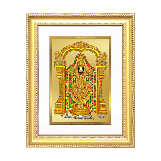 Lord Tirupati Balaji | Sri Venkateswara | Supreme form of Vishnu from Tirumala Wall Mount Photo Frame in 24K Gold Plated Foil