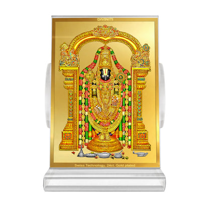 Lord Tirupati Balaji | Sri Venkateswara | Supreme Form of Vishnu from Tirumala Car Dashboard Frame in 24K Gold Plated Foil