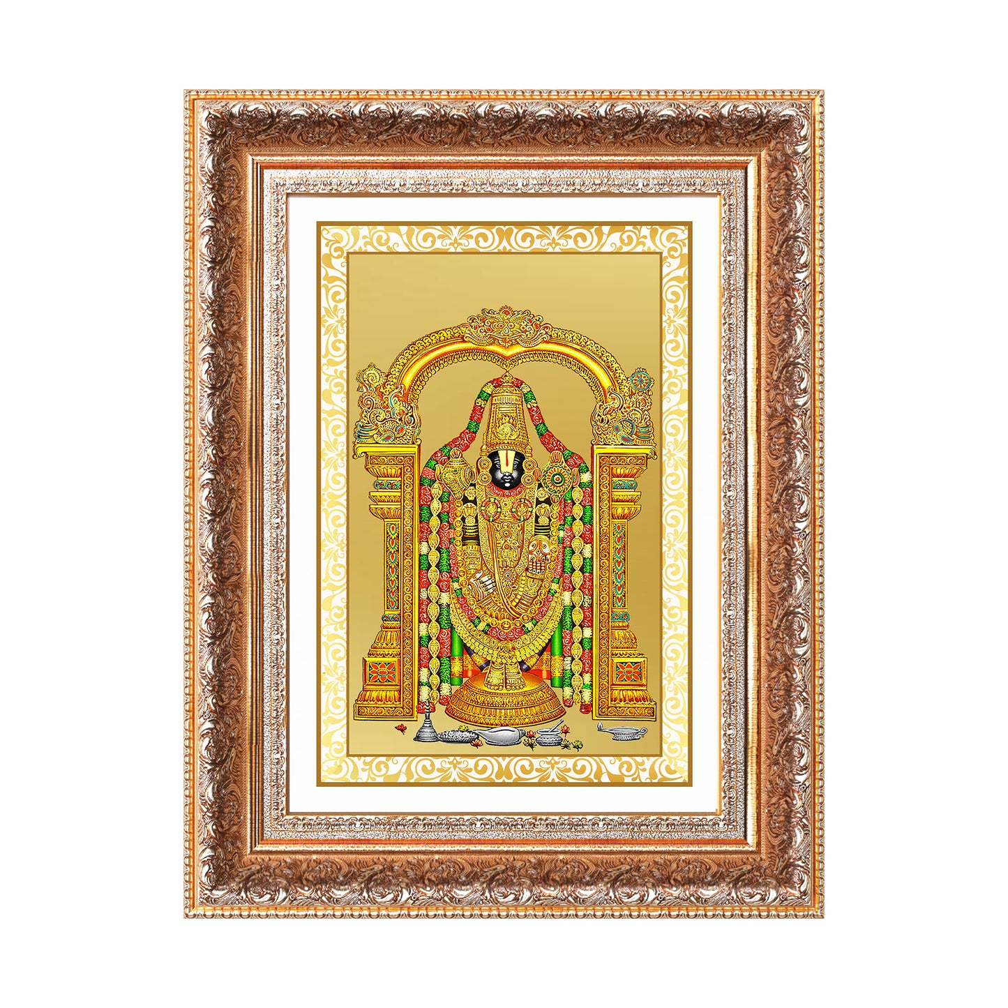 Lord Tirupati Balaji | Sri Venkateswara | Supreme form of Vishnu from Tirumala Wall Mount Photo Frame in 24K Gold Plated Foil