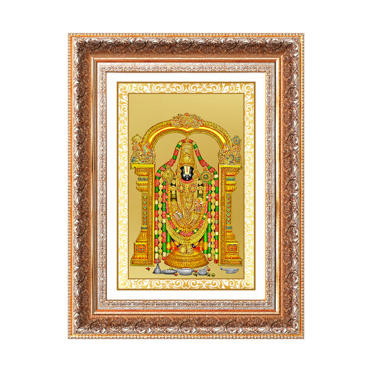Lord Tirupati Balaji | Sri Venkateswara | Supreme form of Vishnu from Tirumala Wall Mount Photo Frame in 24K Gold Plated Foil