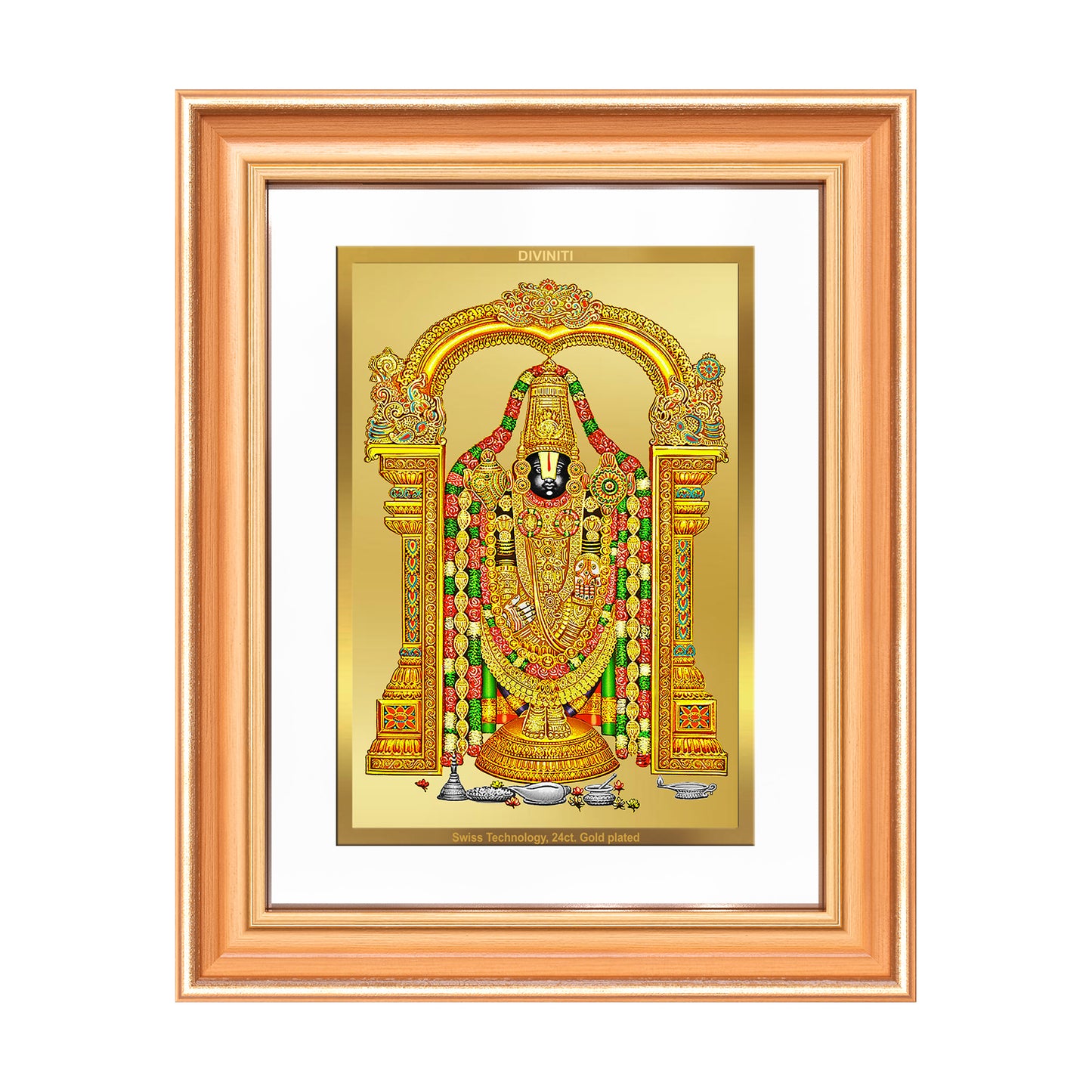 Lord Tirupati Balaji | Sri Venkateswara | Supreme form of Vishnu from Tirumala Wall Mount Photo Frame in 24K Gold Plated Foil
