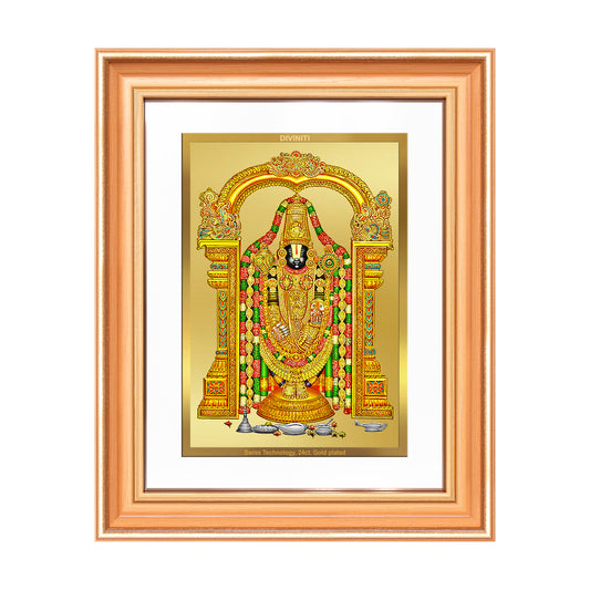 Lord Tirupati Balaji | Sri Venkateswara | Supreme form of Vishnu from Tirumala Wall Mount Photo Frame in 24K Gold Plated Foil
