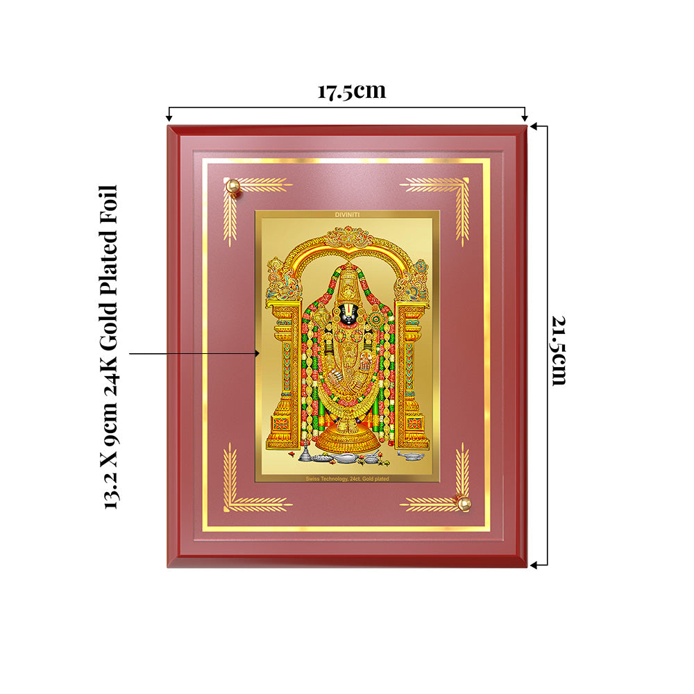 Lord Tirupati Balaji | Sri Venkateswara Wall and Tabletop Photo Frame in 24K Gold Plated Foil