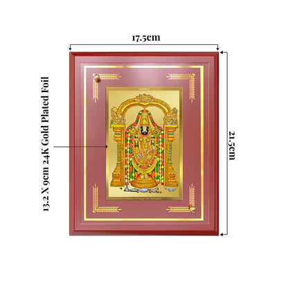 Lord Tirupati Balaji | Sri Venkateswara Wall and Tabletop Photo Frame in 24K Gold Plated Foil
