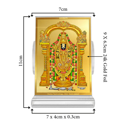 Lord Tirupati Balaji | Sri Venkateswara | Supreme Form of Vishnu from Tirumala Car Dashboard Frame in 24K Gold Plated Foil