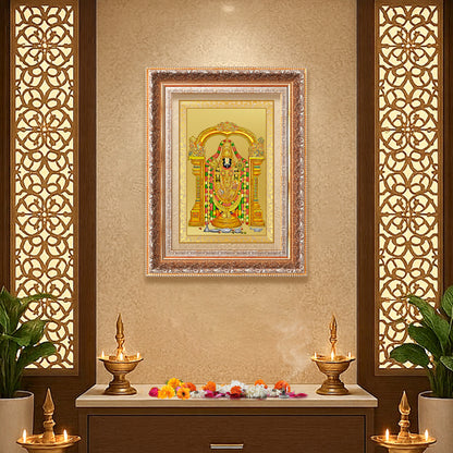 Lord Tirupati Balaji | Sri Venkateswara | Supreme form of Vishnu from Tirumala Wall Mount Photo Frame in 24K Gold Plated Foil