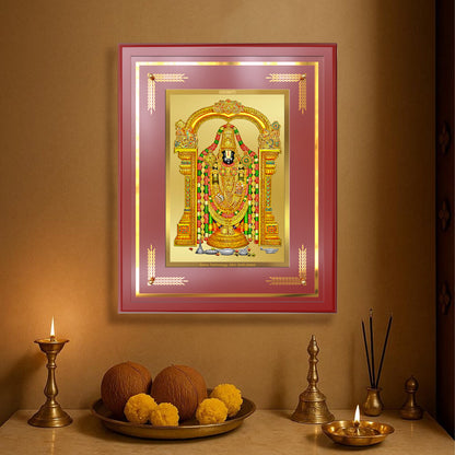 Lord Tirupati Balaji | Sri Venkateswara | Supreme form of Vishnu from Tirumala Wall Mount Photo Frame in 24K Gold Plated Foil