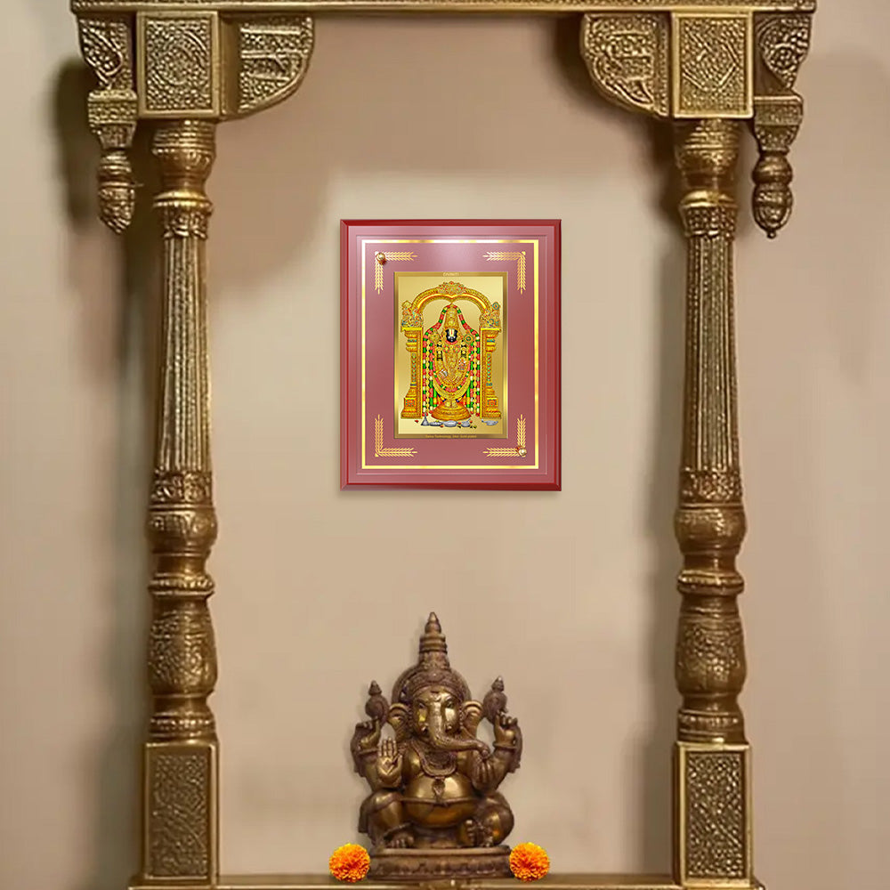 Lord Tirupati Balaji | Sri Venkateswara Wall and Tabletop Photo Frame in 24K Gold Plated Foil