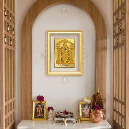 Lord Tirupati Balaji | Sri Venkateswara | Supreme form of Vishnu from Tirumala Wall Mount Photo Frame in 24K Gold Plated Foil
