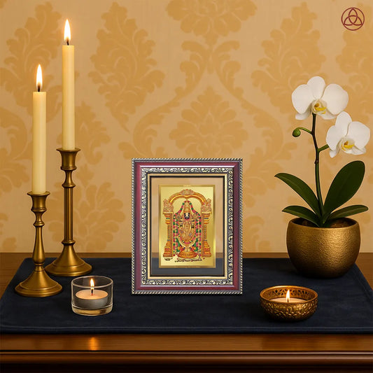 Lord Tirupati Balaji | Sri Venkateswara | Supreme form of Vishnu from Tirumala Wall & Tabletop Photo Frame in 24K Gold Plated Foil