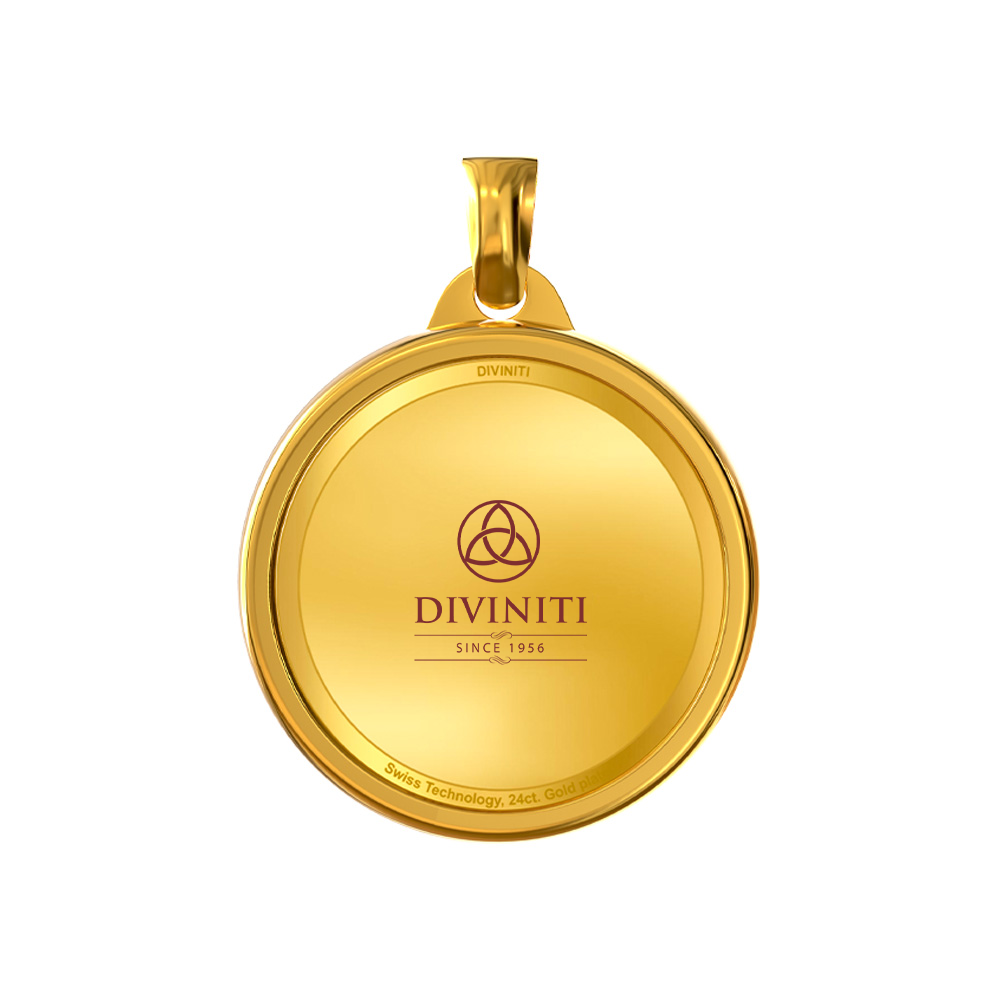 Diviniti 24K Gold Plated Customized Name & Om 22MM Double Sided Pendant For Men, Women & Kids