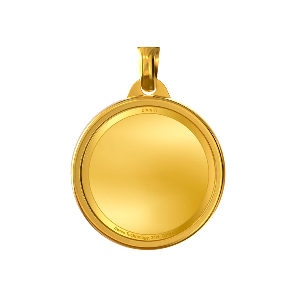 Diviniti 24K Gold Plated Customized Name & Om 22MM Double Sided Pendant For Men, Women & Kids