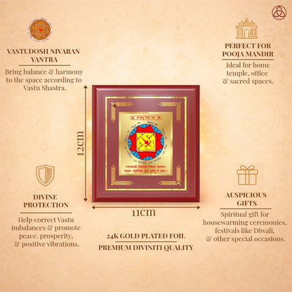 Vastudosh Nivaran Yantra framed in 24K gold plated foil, symbolizing balance of planetary energies and harmony.