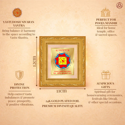 Vastudosh Nivaran Yantra framed in 24K gold plated foil, symbolizing balance of planetary energies and harmony.