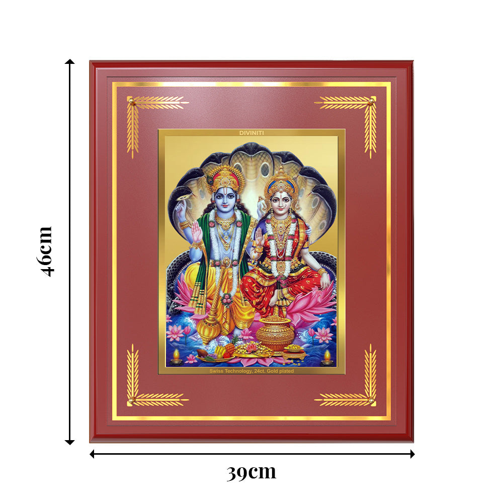 Lakshmi Vishnu | Divine Consort Wall Mount Photo Frame in 24K Gold Plated Foil