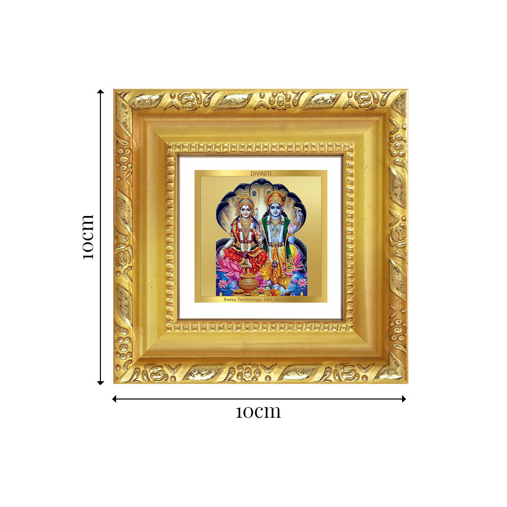 Diviniti Lakshmi Vishnu Tabletop Photo Frame in 24K Gold Plated Foil | Prosperity, Protection & Divine Harmony | DG103S1A (10x10 CM)