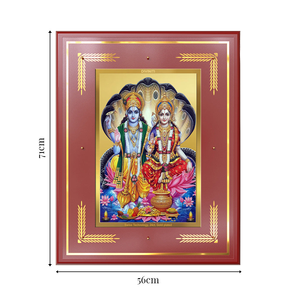 Lakshmi Vishnu | Divine Consort Wall Mount Photo Frame in 24K Gold Plated Foil