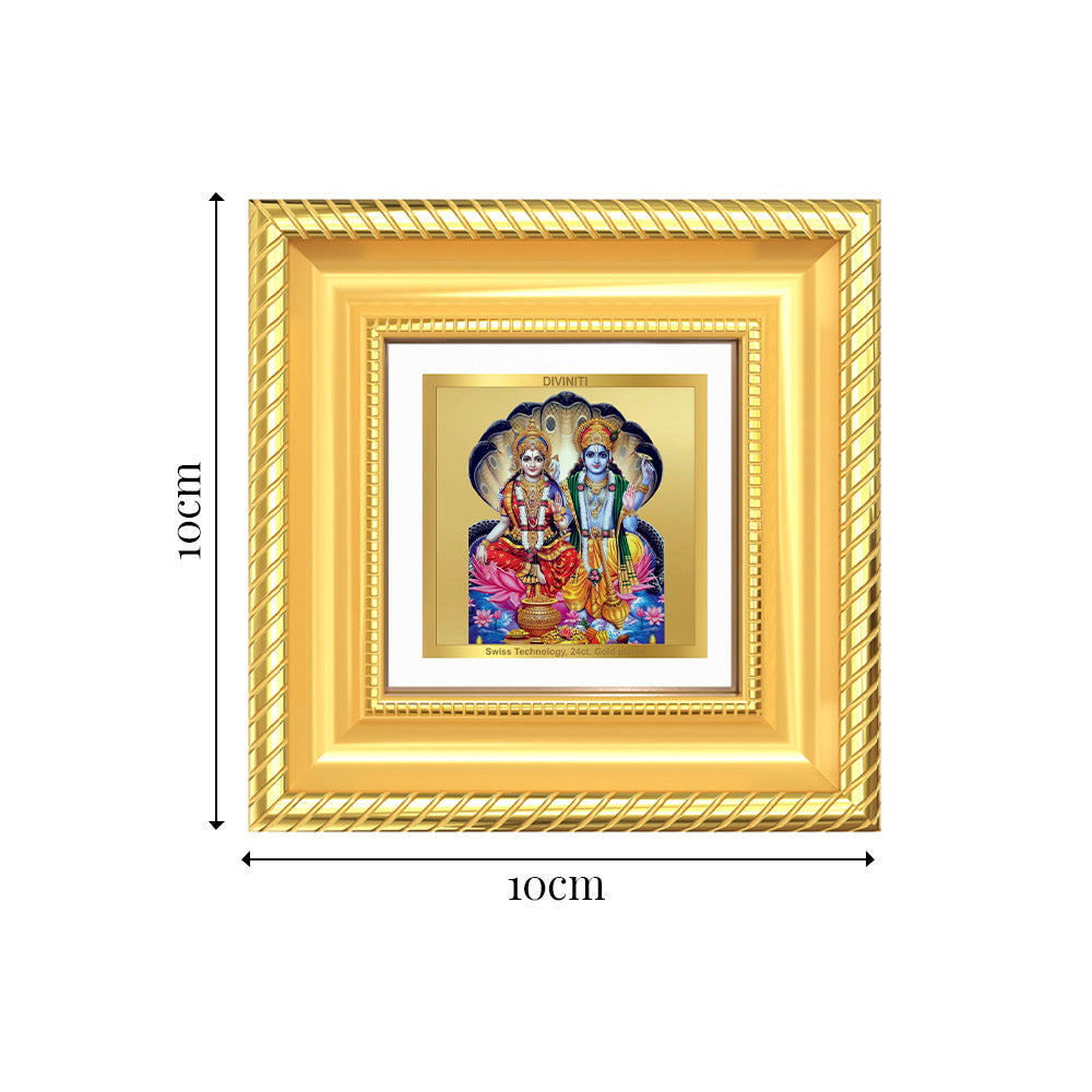 Diviniti Vishnu Lakshmi Tabletop Photo Frame in 24K Gold Plated Foil | Prosperity, Protection & Divine Harmony | DG015S1A (10x10 CM)