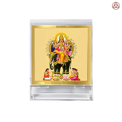 Lord Vishwakarma | Spiritual Car Dashboard & Tabletop Frame in 24K Gold Plated Foil
