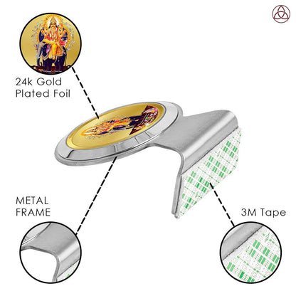 Lord Vishwakarma | Sacred Car Dashboard & Home Puja Photo Frame in 24K Gold Plated Foil