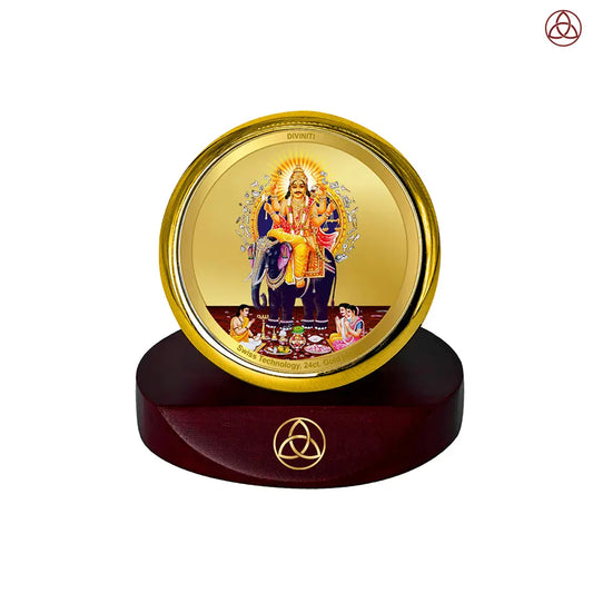 Lord Vishwakarma | Divine Architect of the Universe Car Dashboard Frame in 24K Gold Plated Foil