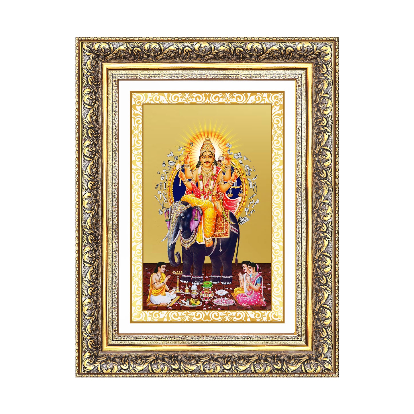Lord Vishwakarma | Divine Architect of the Universe Wall Photo Frame in 24K Gold Plated Foil