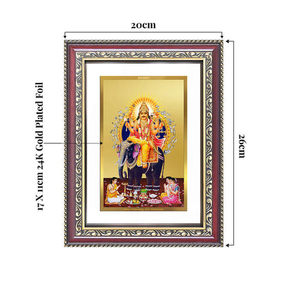 Lord Vishwakarma | Divine Architect of the Universe Wall and Tabletop Photo Frame in 24K Gold Plated Foil