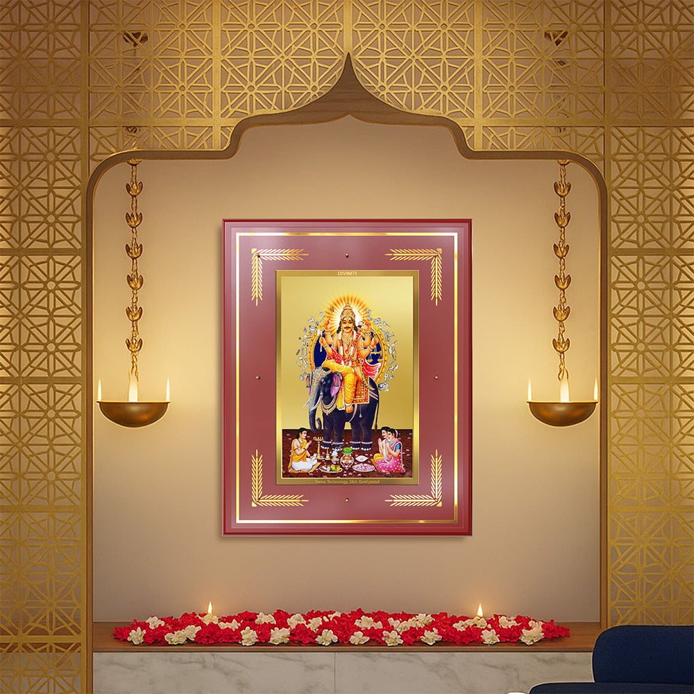 Lord Vishwakarma | Divine Architect of the Universe Wall Photo Frame in 24K Gold Plated Foil
