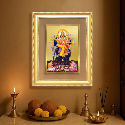 Lord Vishwakarma | Divine Architect of the Universe Wall & Tabletop Frame in 24K Gold Plated Foil